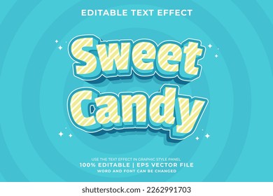 Editable text effect Sweet Candy 3d Cartoon template style premium vector