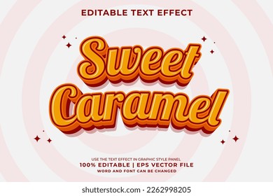 Editable text effect Sweet Caramel 3d Cartoon template style premium vector