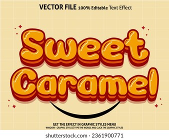 Editable text effect Sweet caramel 3D Cartoon template style premium vector