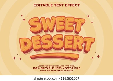 Editable text effect Sweet Dessert 3d Cartoon template style premium vector