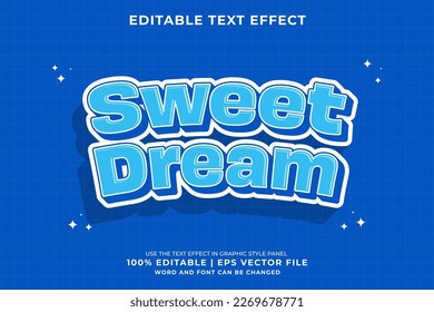 Editable text effect Sweet Dream 3d Cartoon template style premium vector