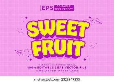 Editable text effect Sweet Fruit 3d Cartoon template style premium vector