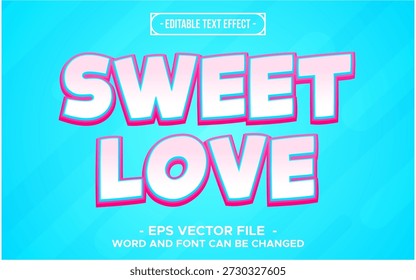 Efecto de texto editable Sweet Love Vector