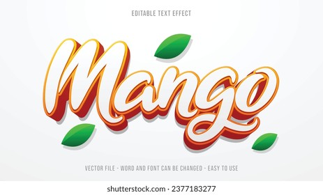 Efecto de texto editable frutas dulces de mango se burlan