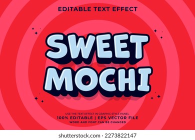 Bearbeitbarer Texteffekt Sweet Mochi 3d Cartoon Vorlage Stil Premium Vektorgrafik