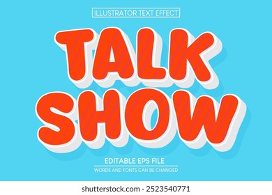 Efecto de texto editable Talk Show 3d Estilo de Plantilla de dibujos animados Vector premium