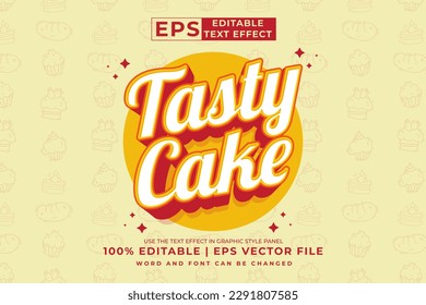Editable text effect - Tasty Cake 3d Cartoon template style premium vector