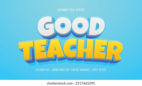 Professor de efeito de texto editável, efeito de estilo de texto de educação	