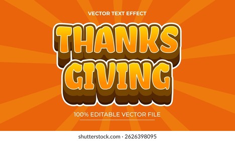 Editable text effect thanksgiving text with leaves illustration