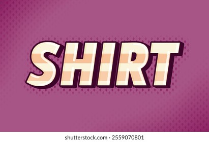 Editable text effect for thrift clothing store with vintage comic cartoon theme with calm yellow and brown striped colors and purple halftone background. Perfect for clothing stores, apparel, casual