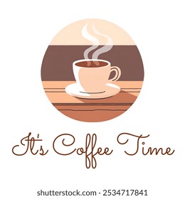 Editable text effect - Time For Coffee with coffee illustration ,template style premium vector