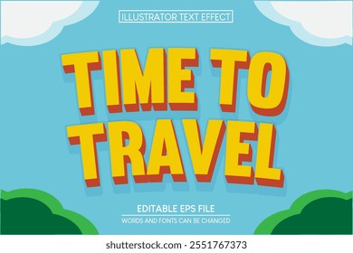 Editierbarer Texteffekt Time To Travel 3D-Vorlage Stil Premium Vektor 