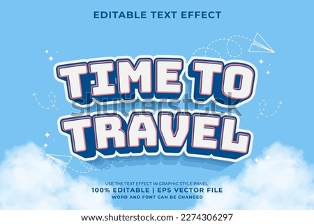 Editable text effect Time To Travel 3d cartoon template style premium vector