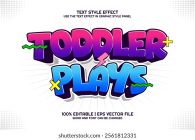 Editable text effect Toddler Plays 3d Cartoon Cute template style