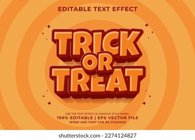 Editable text effect Trick Or Treat 3d cartoon template style premium vector