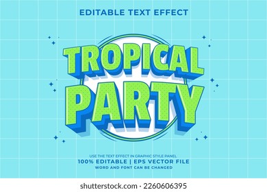 Editable text effect Tropical Party 3d Traditional Cartoon template style premium vector