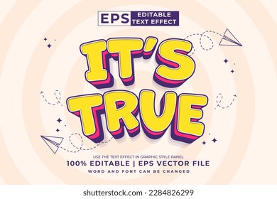 Editable text effect its true 3d Cartoon cute style premium vector