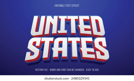 Editable text effect United States of America, independence day text style