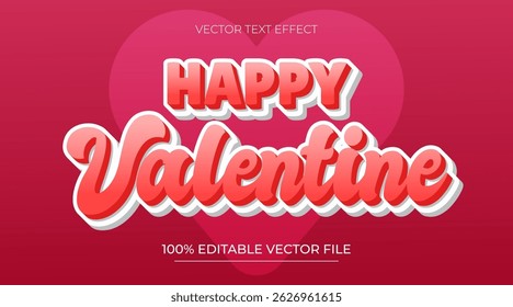 Editable text effect Valentine text in cute pink style