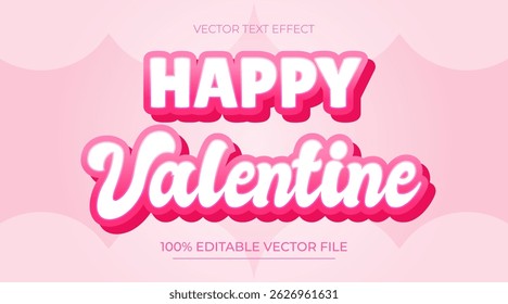 Editable text effect Valentine text in cute pink style