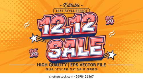 Editable text effect vector “12.12 End Year Sale” with bold, modern typography and festive color style. Perfect for shopping events, promotions, and digital banners.