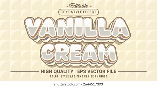Editable text effect vector with Vanilla Cream theme in soft and sweet 3D style – perfect for dessert branding, bakery packaging, pastel design projects, and cute typography