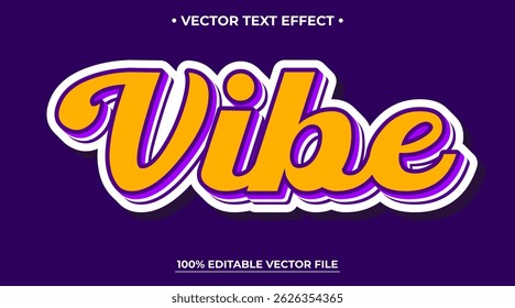 Editable text effect Vibes 3d vintage retro style premium vector