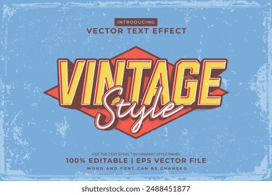 Editable text effect Vintage 3d template style premium vector