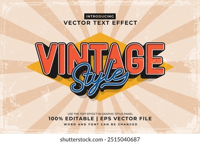 Editable text effect Vintage 3d template style premium vector