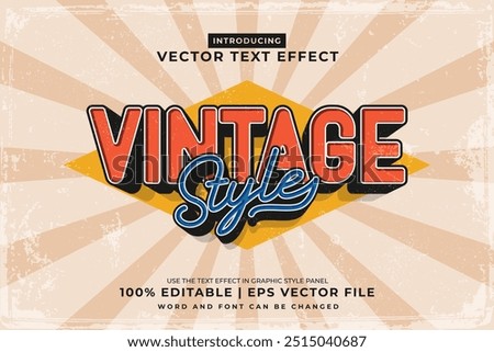 Editable text effect Vintage 3d template style premium vector