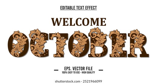 editable text effect welcome october typography