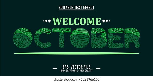 editable text effect welcome october typography
