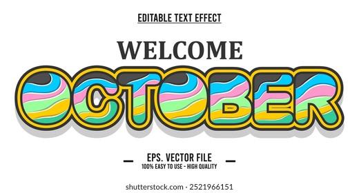 editable text effect welcome october typography