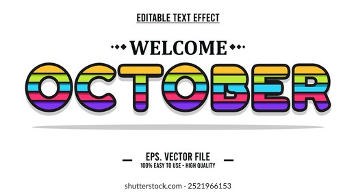 editable text effect welcome october typography