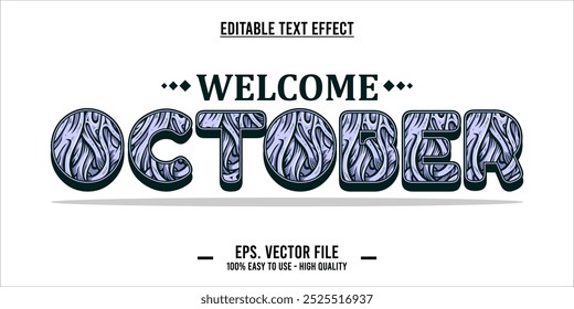 editable text effect welcome october typography