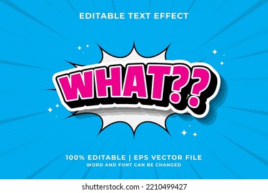 Editable text effect - what Cartoon template style premium vector