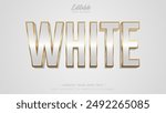 Editable text effect, White gold shiny text effect
