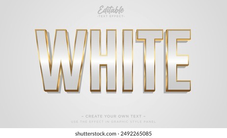 Editable text effect, White gold shiny text effect
