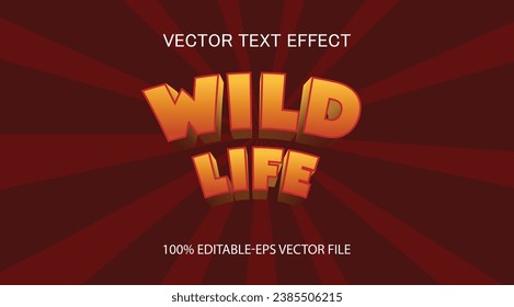 Editable text effect wild life 3d Creative text effect.