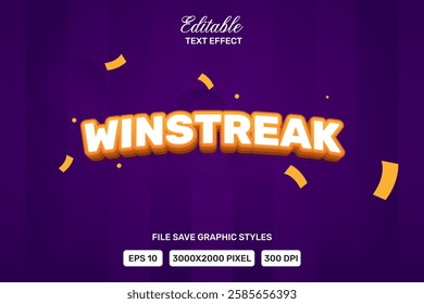 Editable Text Effect Win streak Vector Premium Template