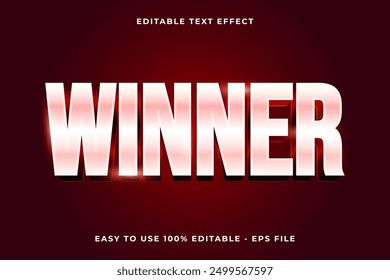 Editable text effect winner 3d glossy template style trendy vector