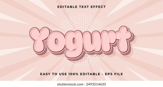 Editable text effect yogurt 3d cartoon template style trendy vector