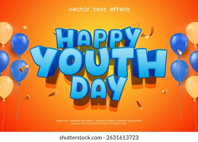 Editable text effect youth day with balloons decoration