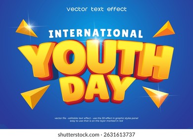Editable text effect youth day with blue background