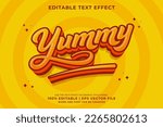 Editable text effect Yummy 3d Cartoon template style premium vector