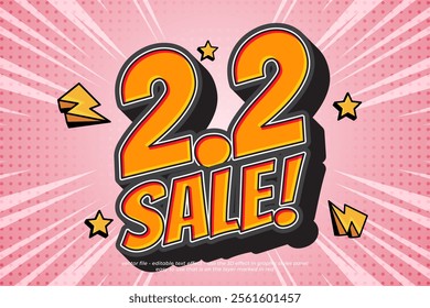 Editable text effects 2.2 february sale 3d cartoon style