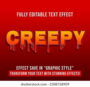 Efectos de texto editables con tema Creepy, personalizable y listo para usar.