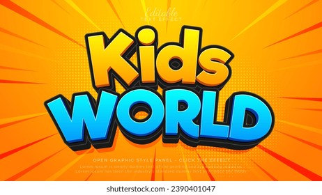 Editable text effects. Kids world play area 3d text template	