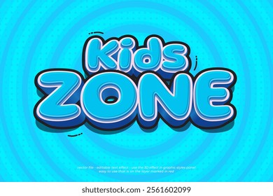 Editable text effects kids zone with 3d cartoon style