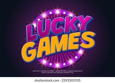 Editable text effects lucky games with 3d style